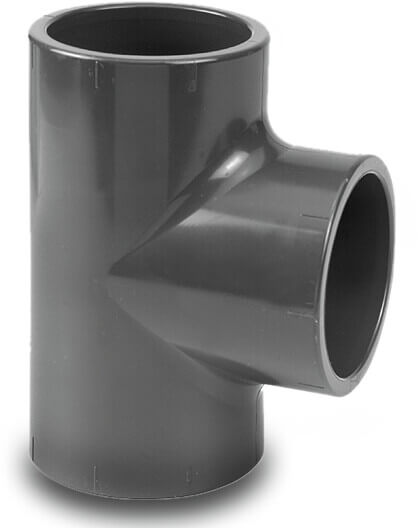 VDL T-piece 90° PVC-U 250 mm glue socket 10bar grey KIWA